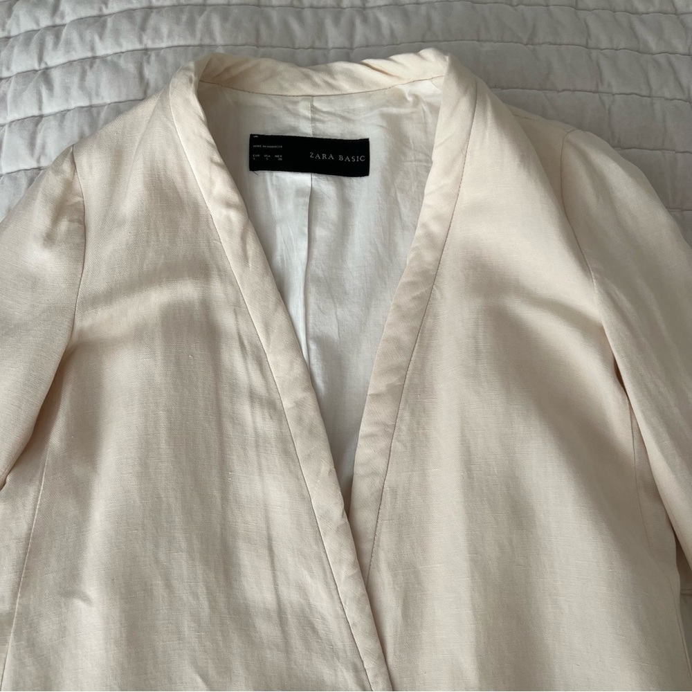 ZARA Kimono Style Jacket Blazer in Cream Cotton size Small - Picture 11 of 15
